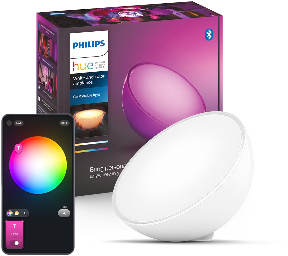 Philips hue go tafellamp - wit en gekleurd licht
