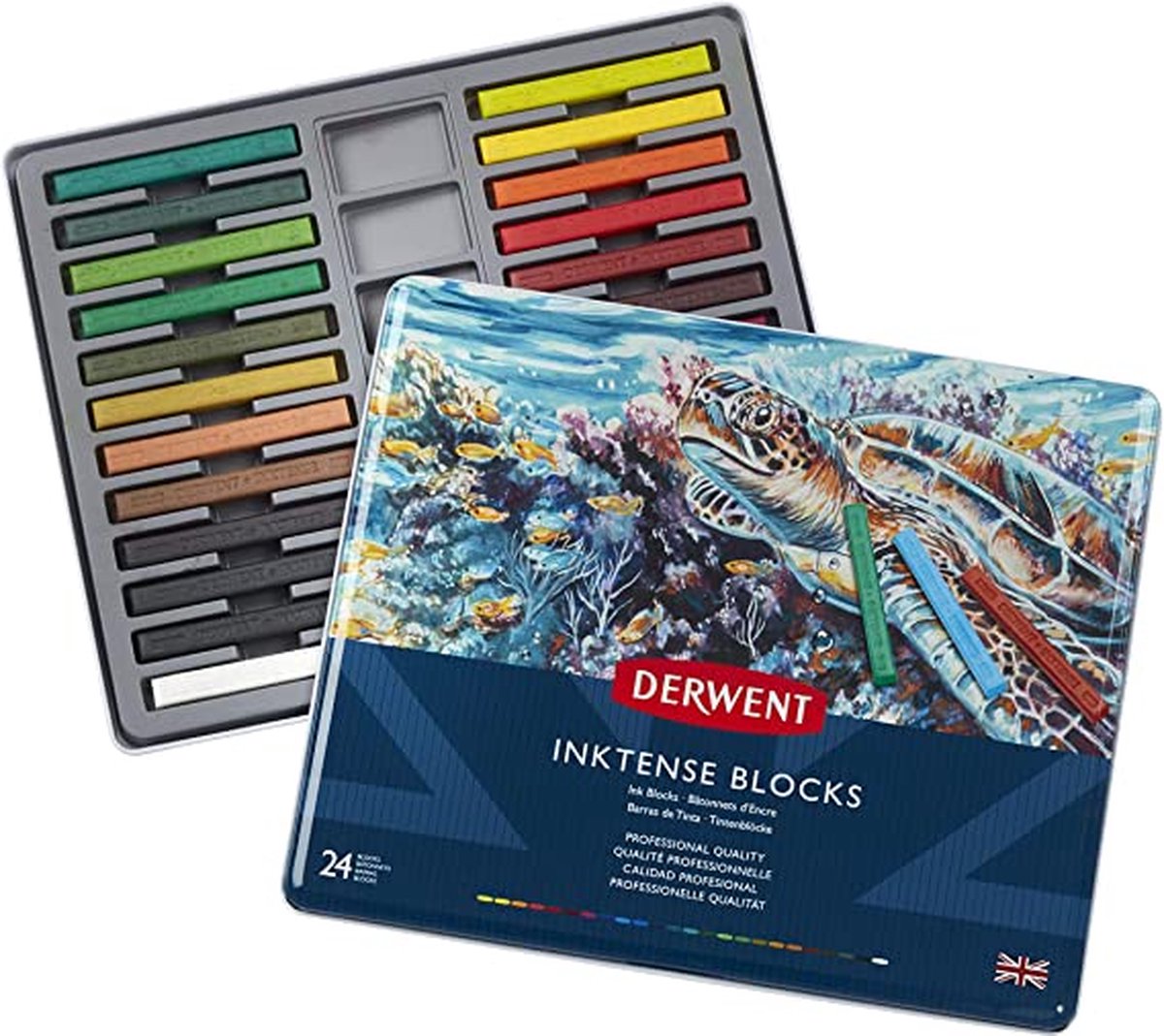 Derwent inktense blokke farve sticks - 24 stykker i en dåse