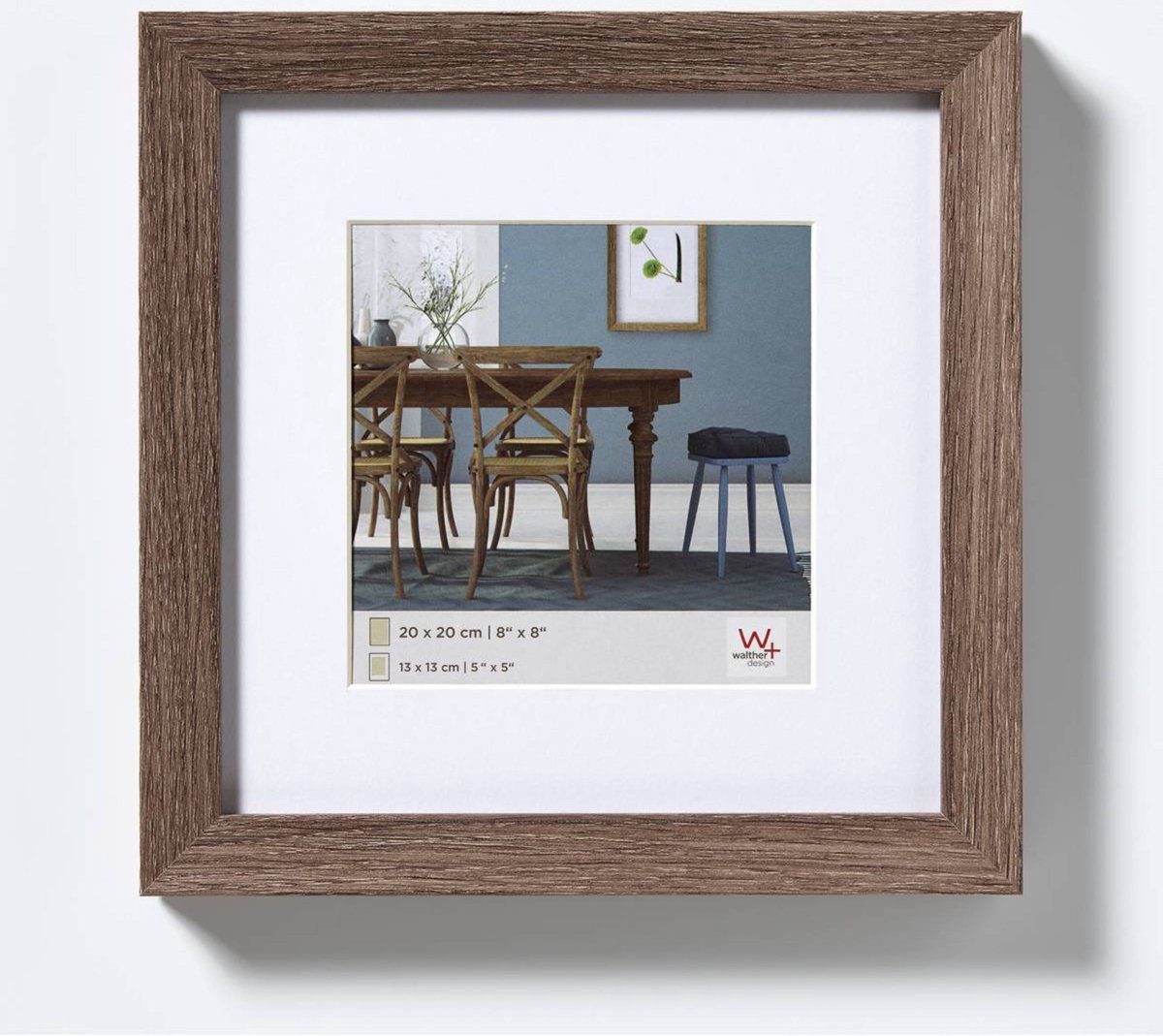 Walther fiorito - mdf træramme - fotostørrelse 20x20 cm - valnød