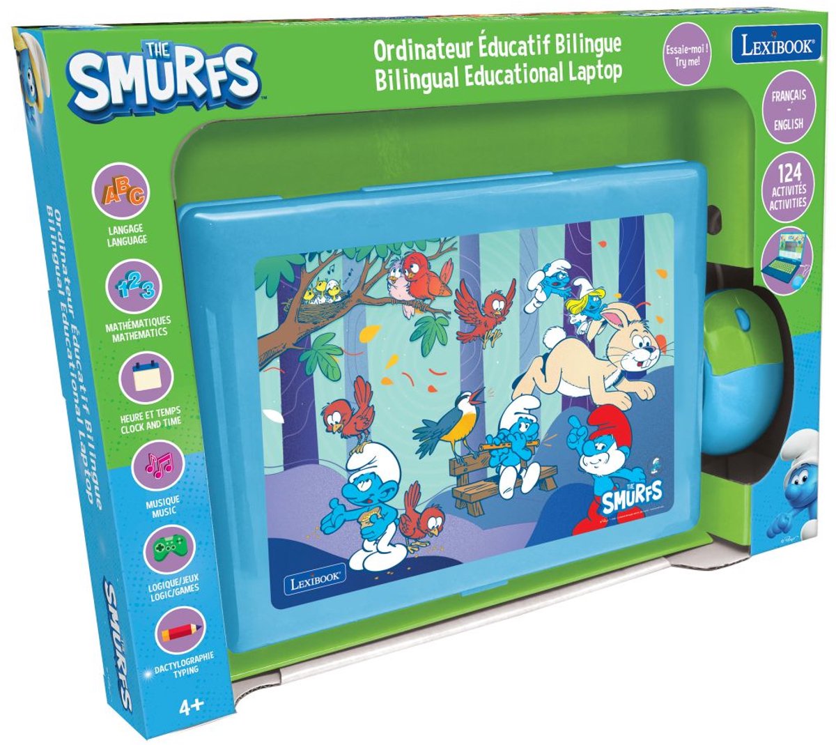Lexibook ordinateur bærbar éducatif bilingue schtroumpfs (fr en)