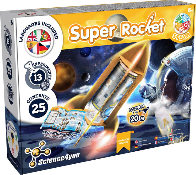 Science 4 you science4you super raketaffyring - eksperimentsæt - 13 eksperimenter - flyver op til 20 m højt - stemmelegetøj