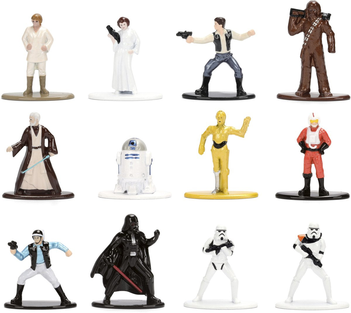 Jada - Disney figur - Star Wars 12 pack nano figurer - Han Solo - Leya - Luke Skywalker - Obi Wan Kenobi - C3PO - R2D2 - Chewbacca - Stormtrooper - Darth Vader - Rebel Pilot