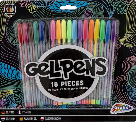 Grafix Gel Penny Set Neon Glitter Pastel, 18dlg.