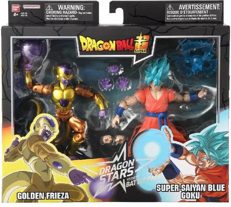 Bandai - dragon ball super - dragon stars figurer 17cm - kamppakke - golden frieza vs super saiyan blue goku - officiel dragon ball licens - sæt med 2 figurer - legetøjsbarn 4 år og + 37169