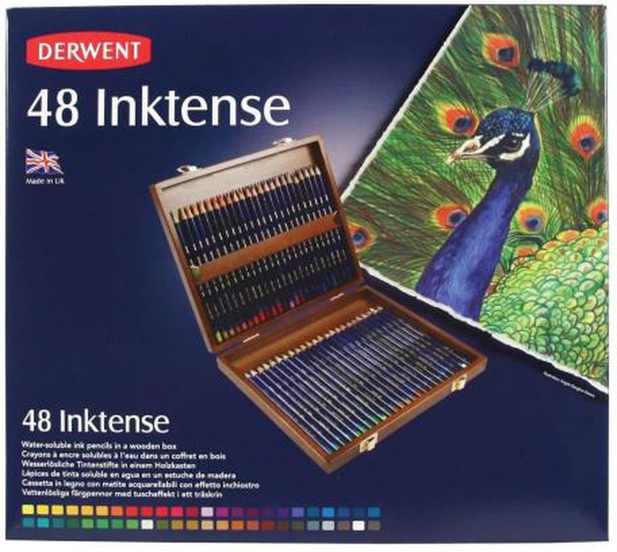 Derwent - inktense blyant trææske med 48 blyanter