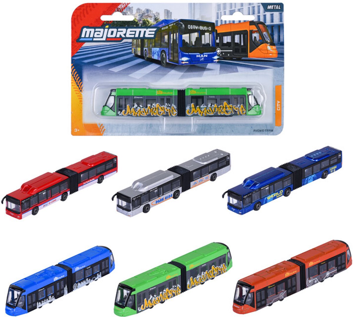 Majorette bybusmand + avenio sporvogn, 6-sort.