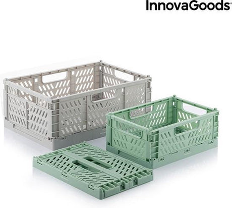 Innovagoods sæt med 3 foldbare og stabelbare boxtor opbevaringskasser