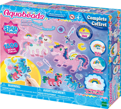 Aquabeads 31944 enhjørning sæt - komplet sæt 1500 perler i 24 farver - inklusive nøgleringe