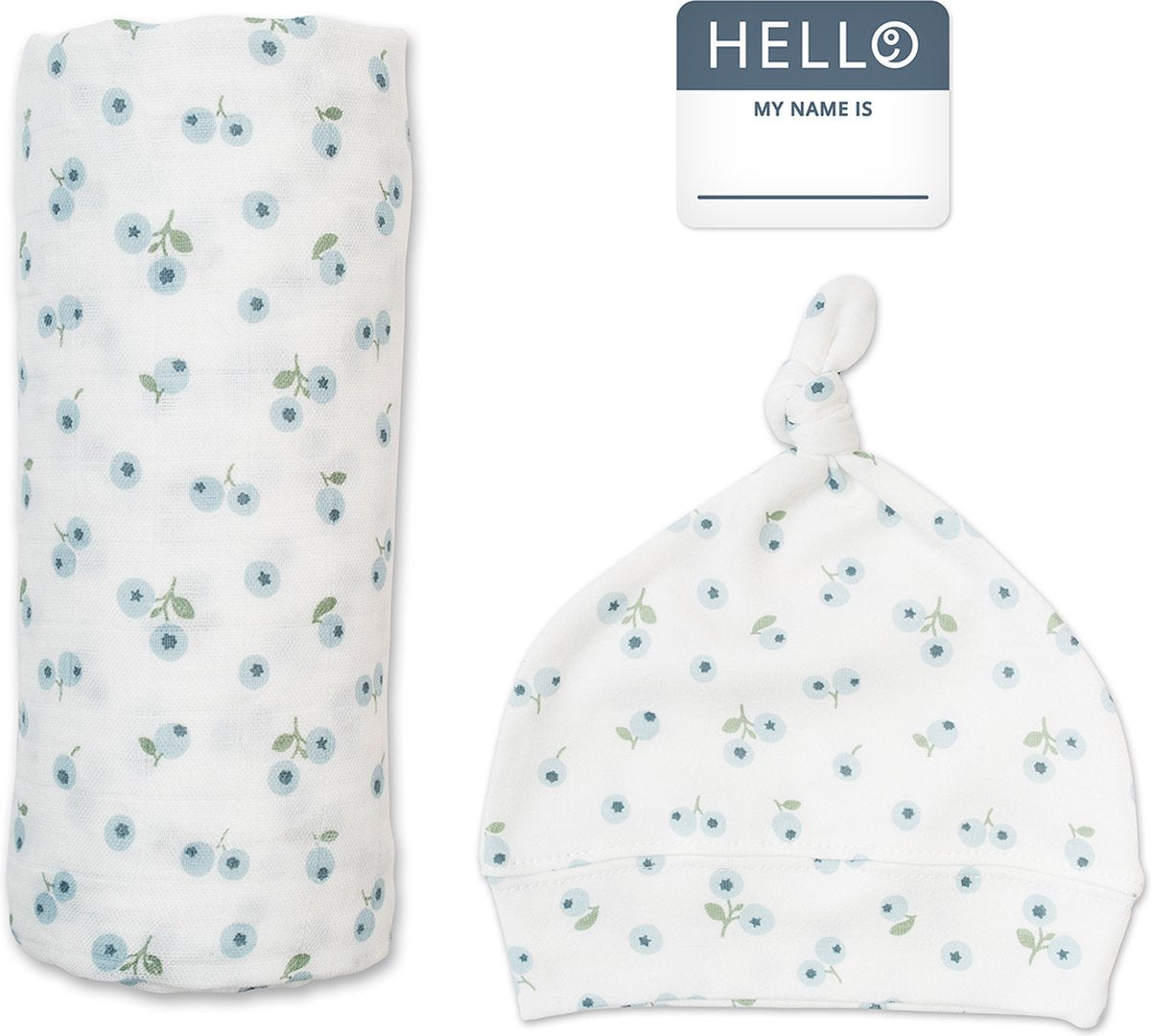 Lulujo hello world swaddle hat - blåbær