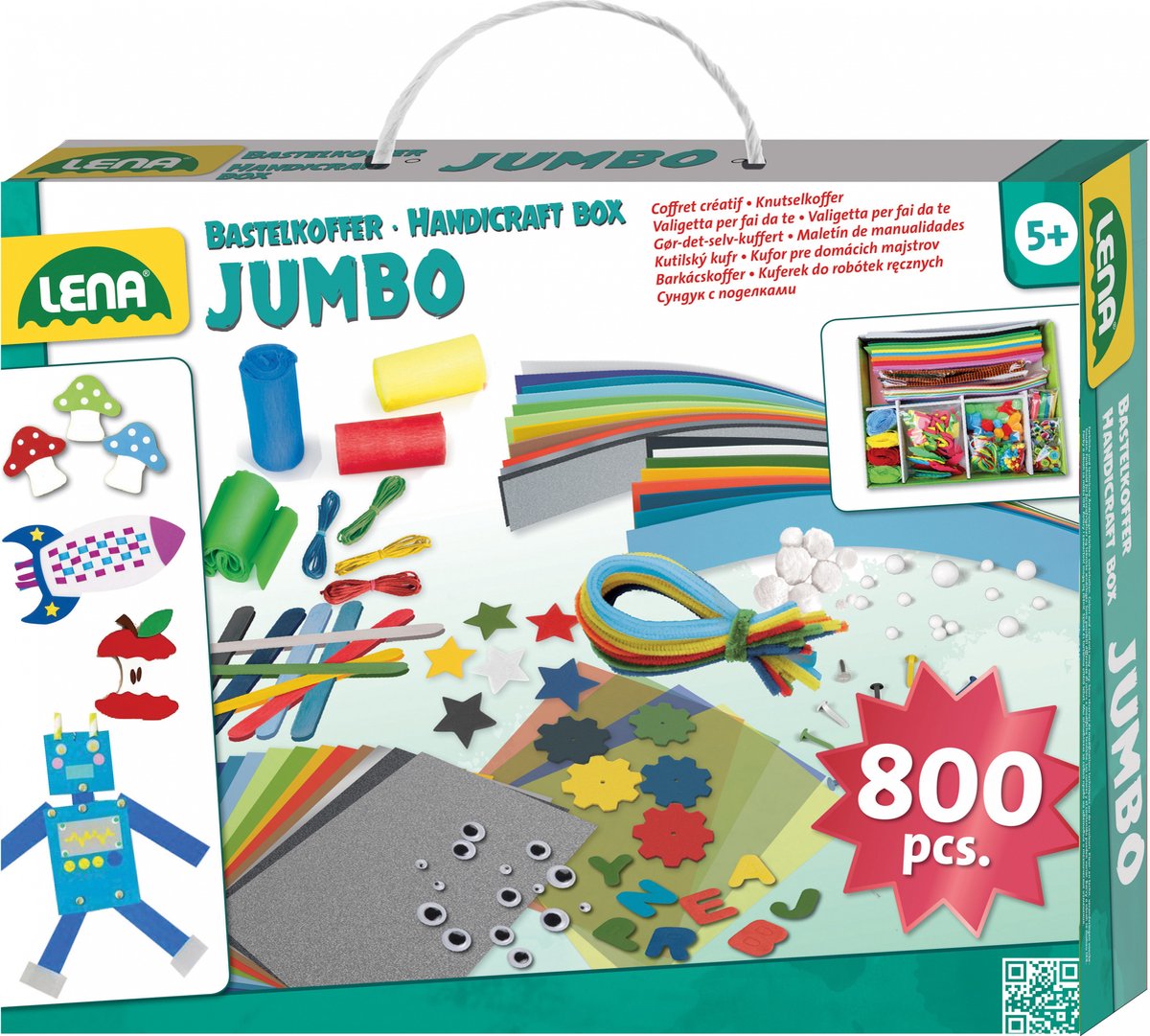Lena håndværkssæt jumbo junior - 35,5 cm - turkis karton - 800 stk.