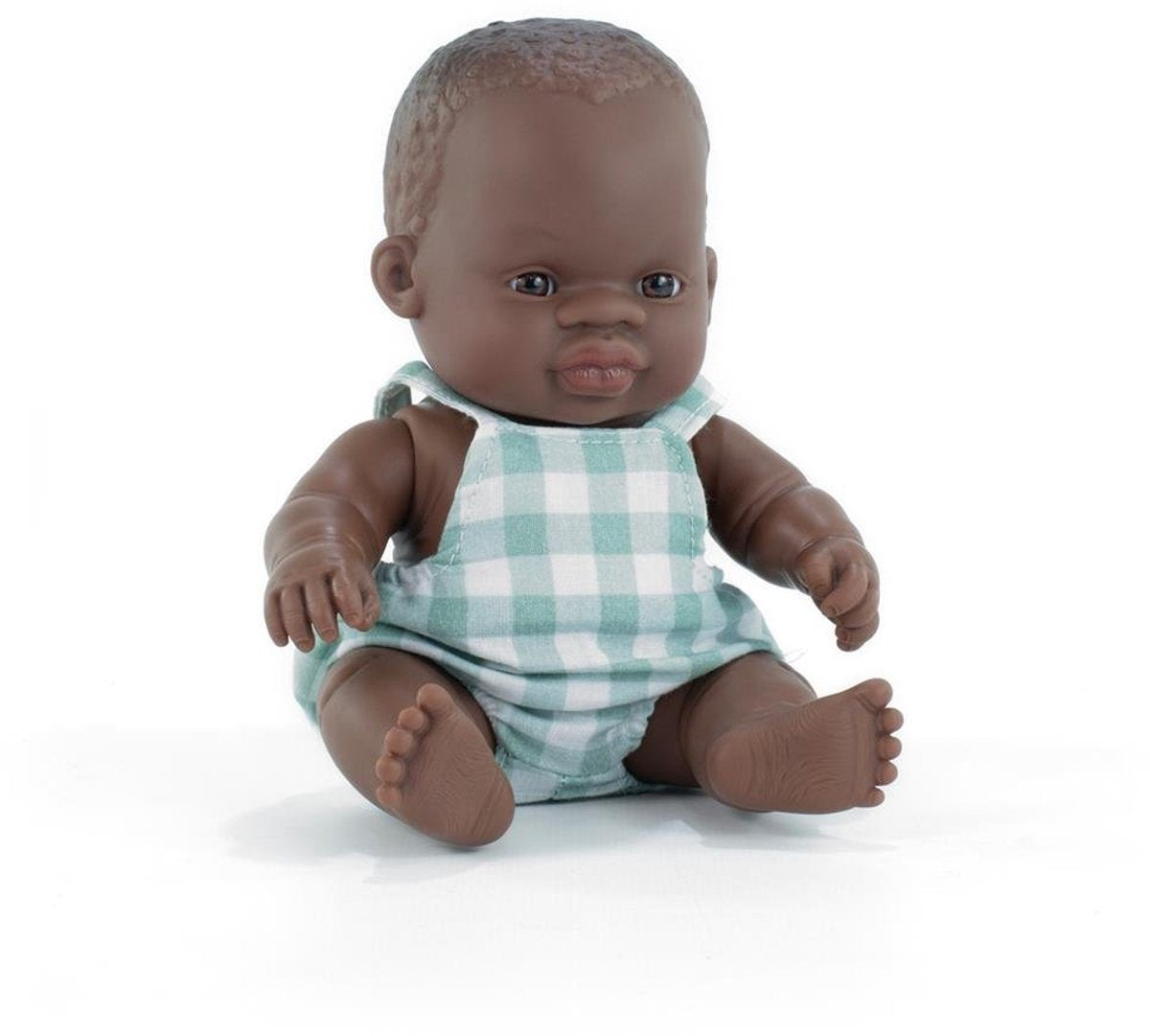 Miniland babydukke - afrikansk dreng 21 cm - med vaniljeduft - vandtæt - 10 måneder