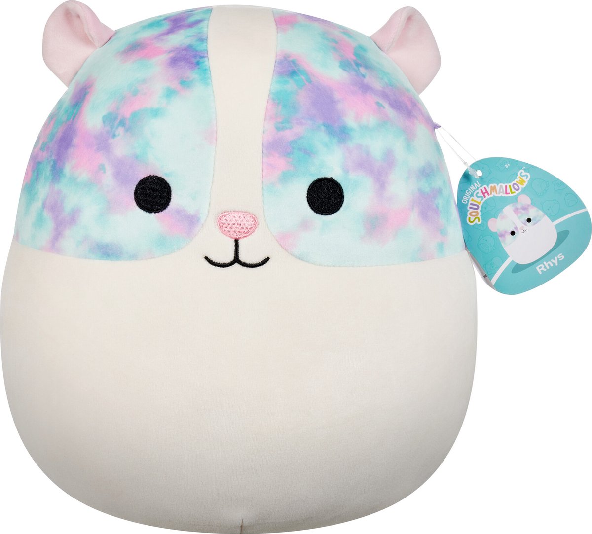 Squishmallows - rhys - marsvin med flerfarvede øjenlapper 30 cm plys