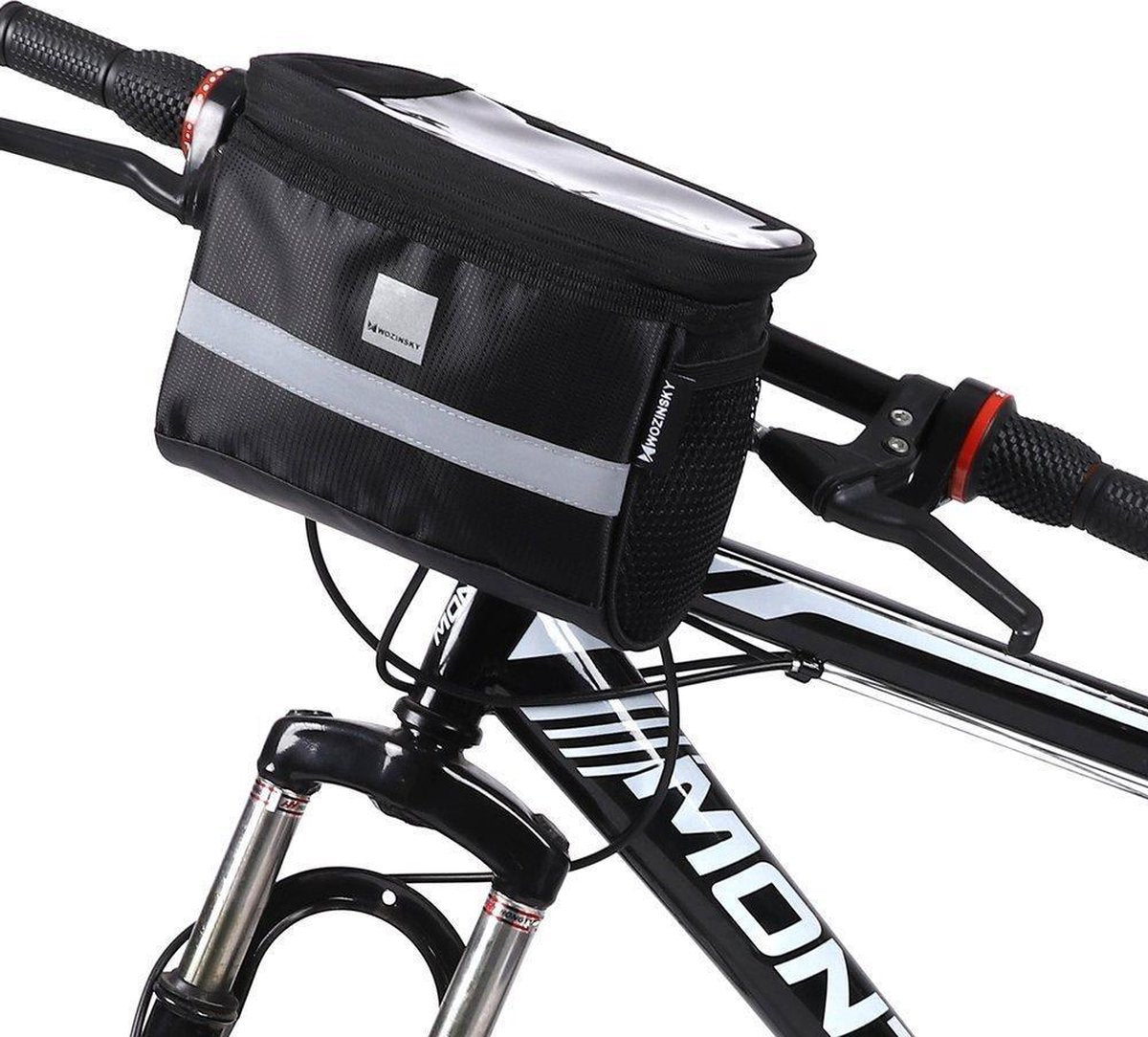 Wozinsky wbb12bk serie - cykeltaske til styr - 2l - sort - reflekterende stribe