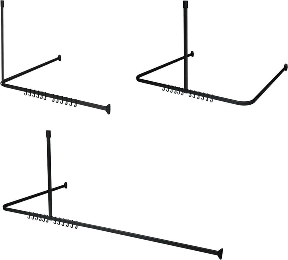 Sealskin easy roll - bruseforhængsstangsæt - universal - L og U form monteringsmuligheder - 90x90x90 cm - sort