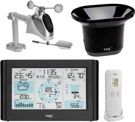 Tfa dostmann weather pro 35.1161.01 trådløs vejrstation prognose for 12 til 24 timer antal sensorer maks.: 3