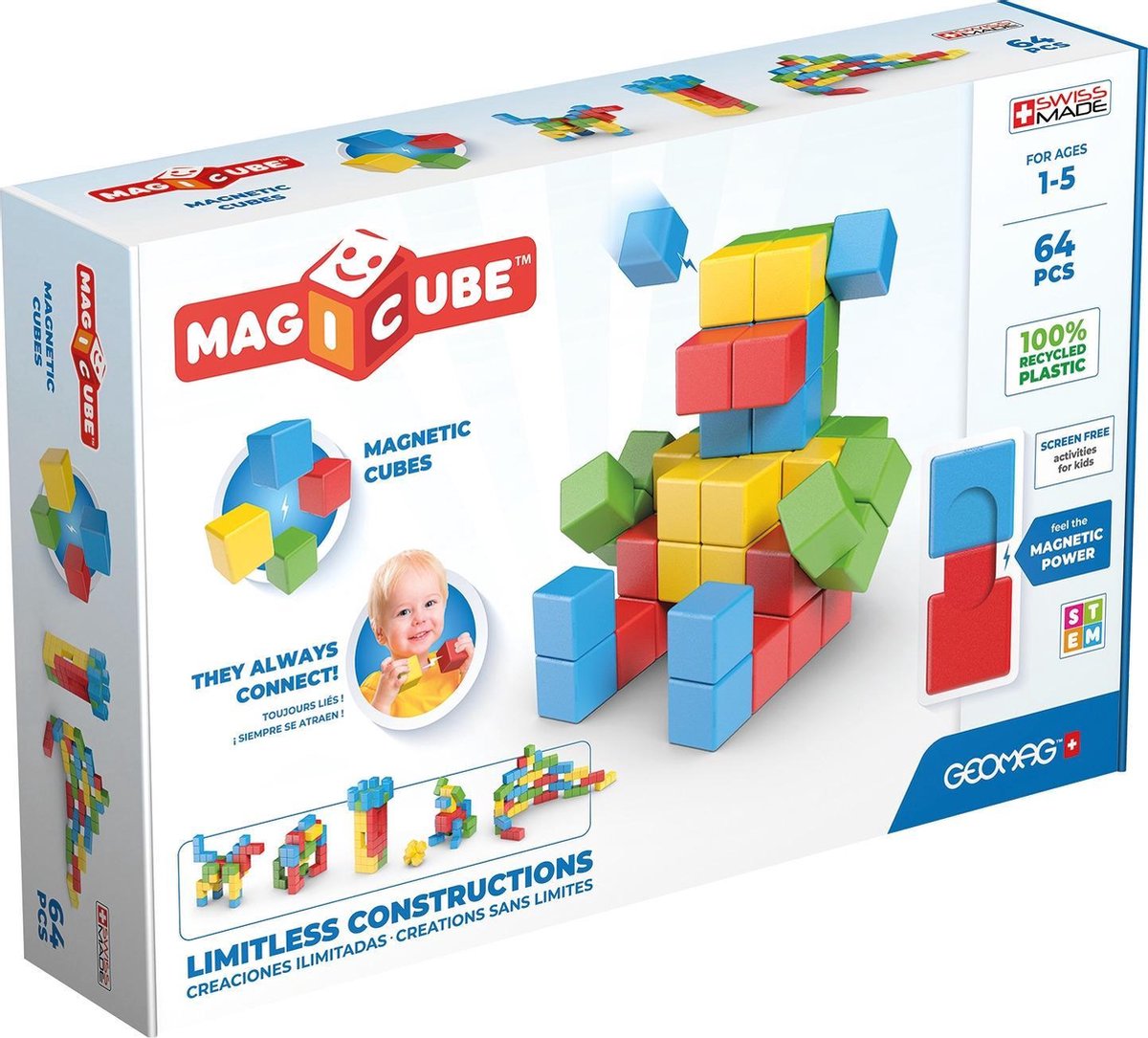 Geomag - magicube fuldfarve genbrugt prøv mig 64 (1069)