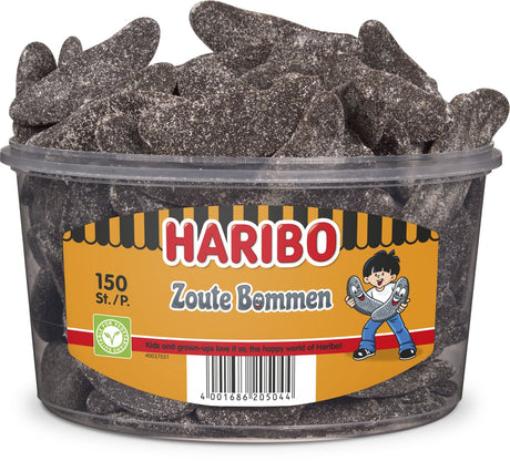 Haribo salte bomber - surt slik i frugtsmag - 150 stk silo