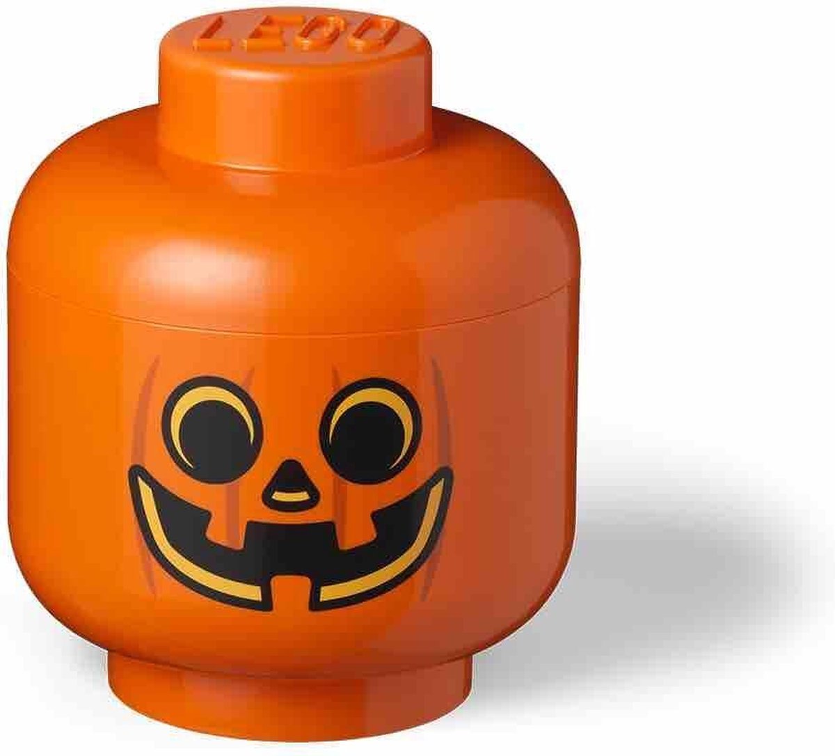 Lego opbevaringsæske ikonisk hoved græskar 24 cm, orange -