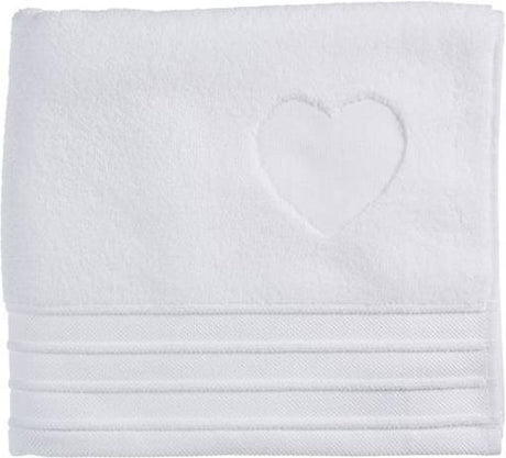 Riviera maison heart strandlaken - 100x180 cm - wit