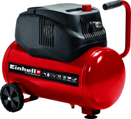 Einhell el-kompressor tc-ac 200 24 8 eller - 1200 w - 8 bar - 24 l tank - sugekapacitet: 180 l min - oliefri