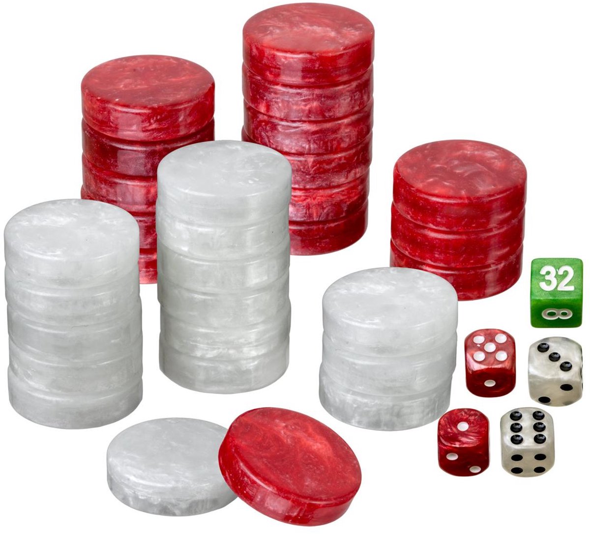 Philos backgammon spillebrikker sæt stort 34 mm rød hvid