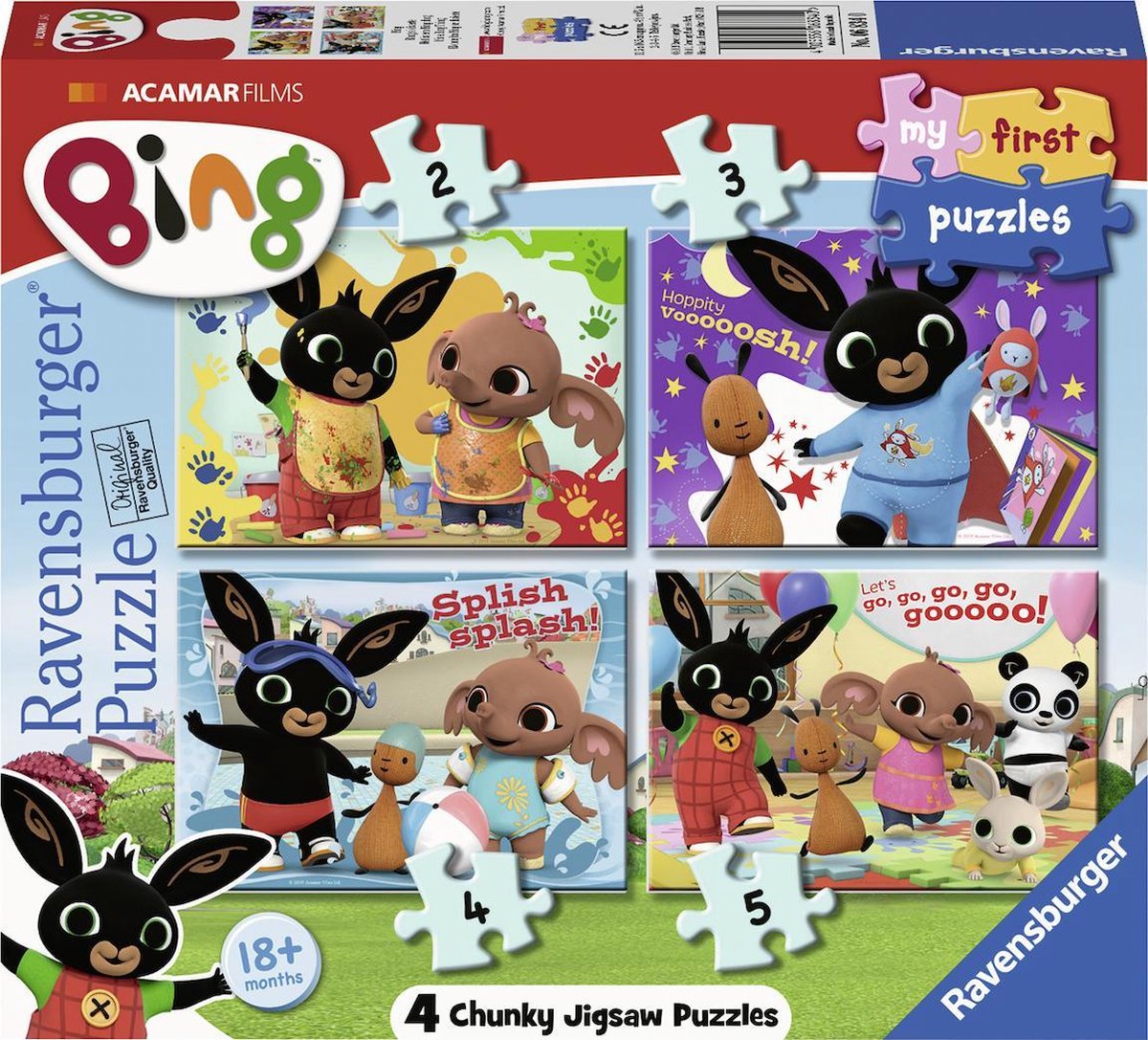 Ravensburger bing bunny - mine første puslespil - 2+4+6+8 brikker - børnepuslespil