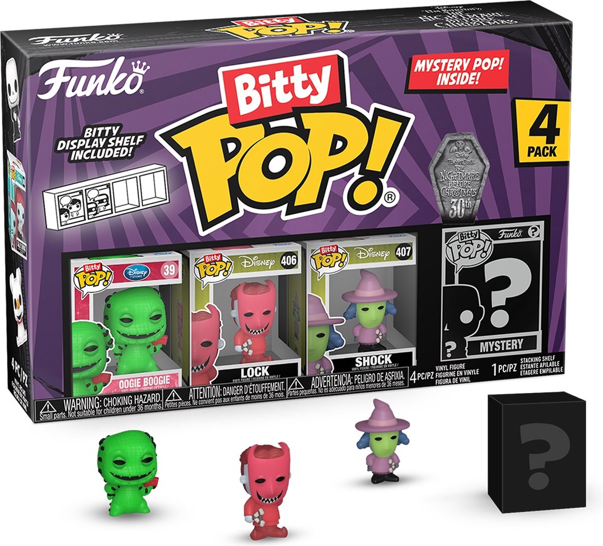 Funko mareridtet før jul - bitte pop! 4pack boogie boogie 2,5 cm samlerfigur - flerfarvet