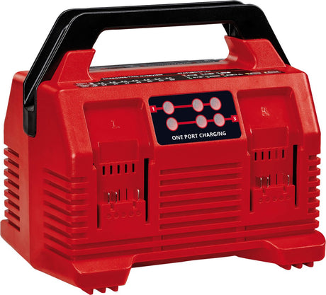 Einhell quattro oplader - power x-change - 18 v - ladekapacitet: 4a - parallel opladning af 2x2 batterier - refresh mode - velegnet til alle power x-change batterier