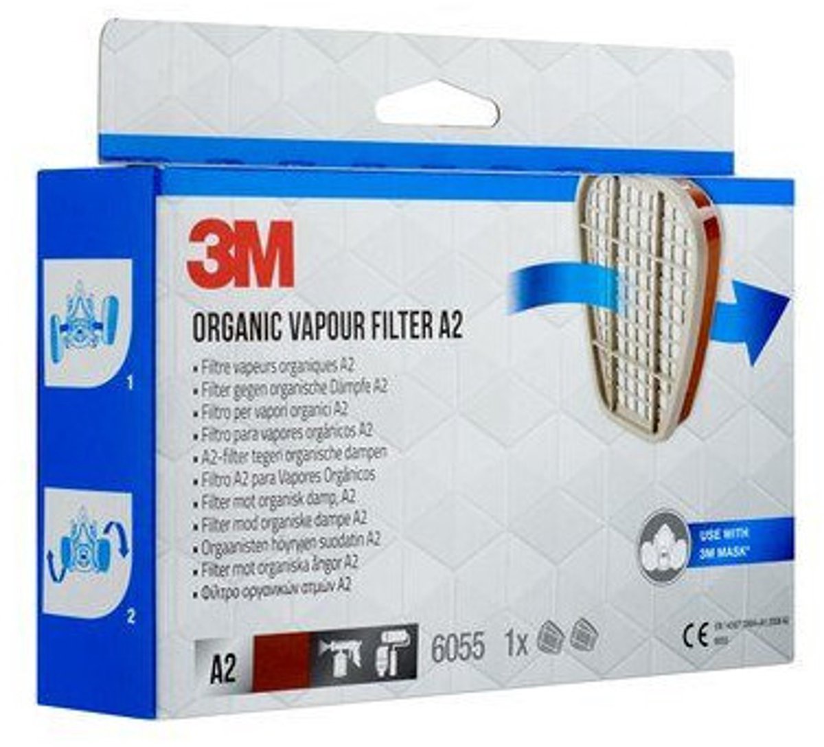 3m gasfilter a2 type 6055, 2 stk