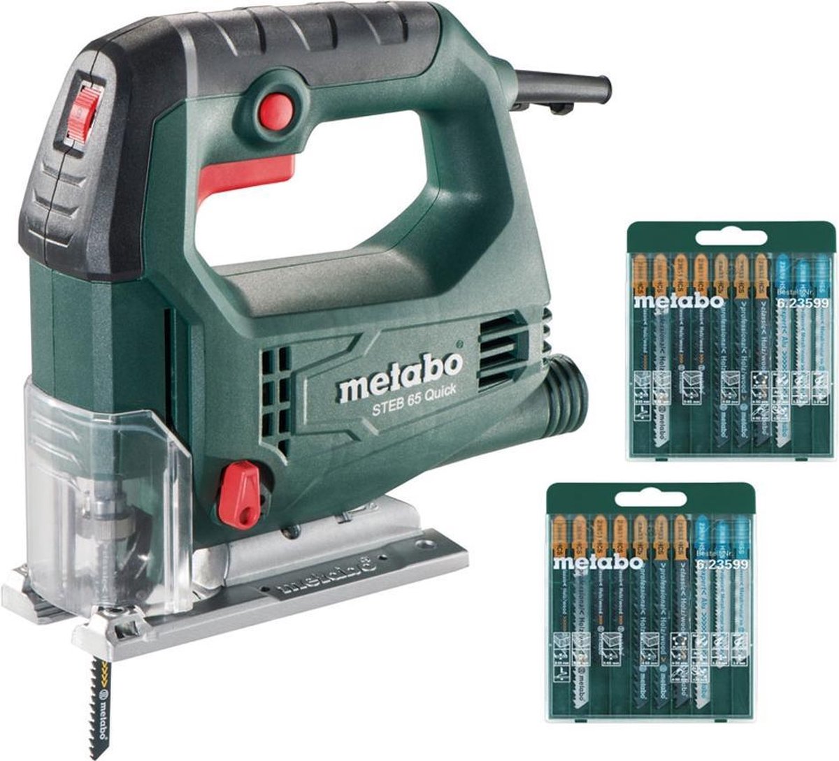 Metabo steb 65 quick set decoupeerzaag incl. 20 zaagbladen in koffer - 450w - d-greep - variabel