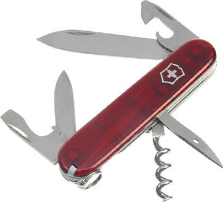 Victorinox spartansk lommekniv - 12 funktioner - gennemsigtig rød