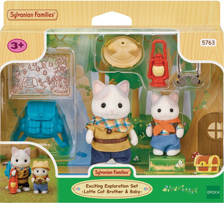 Sylvanian families 5763 duo eventyrere - latte kat bror og baby - fløjlsbløde legefigurer