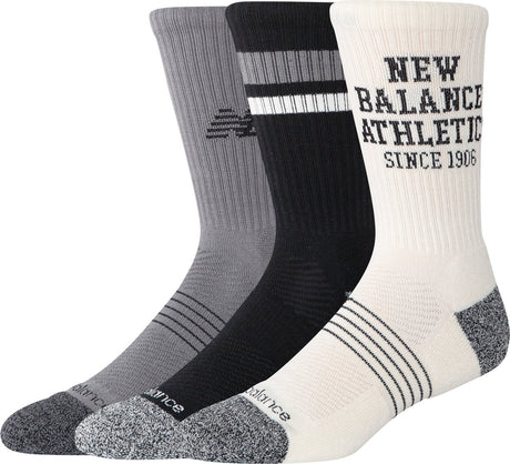 New balance aktive grafiske besætningsstrømper 3-pak unisex sportsstrømper - assorteret