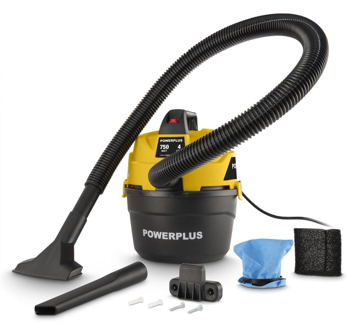 Powerplus el-støvsuger våd-tør powx318 - 750w støvsuger arbejdsområde, hus, have, bil - 4l tank - med 2 acc.