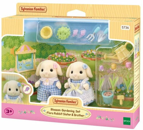Sylvanian familier 5736 havearbejde sæt blomster lop kanin bror søster