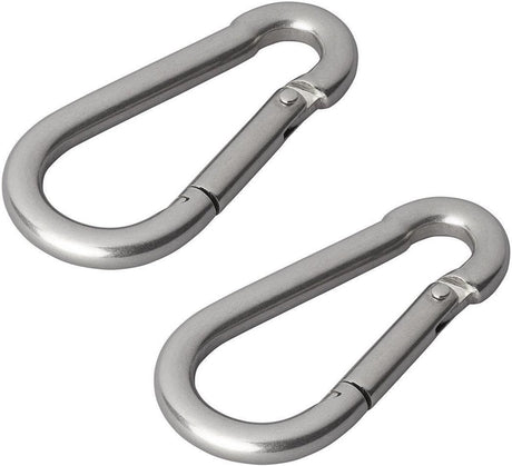 Proplus karabijnhaak - rvs - 8 x 80 mm - 2 stuks - chroom