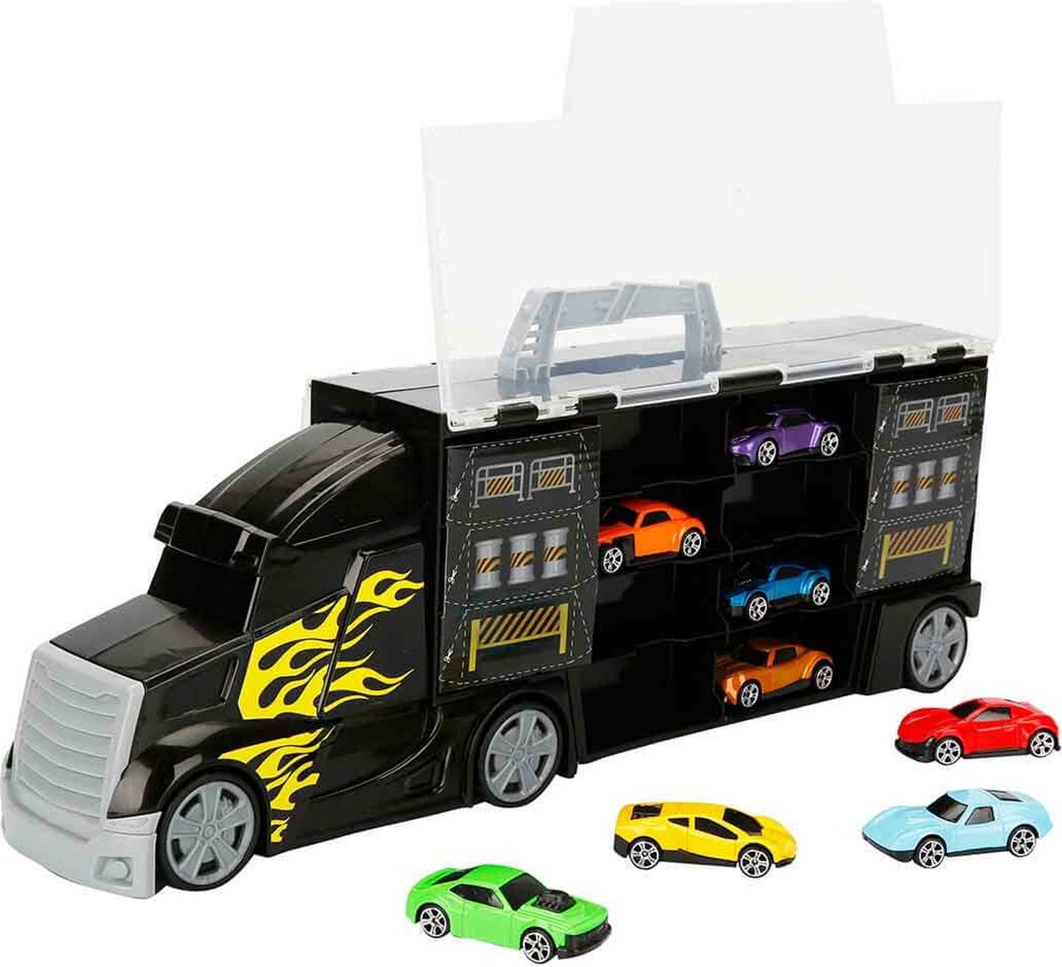 Hti teamsterz - transporter + 8 biler (1417090)