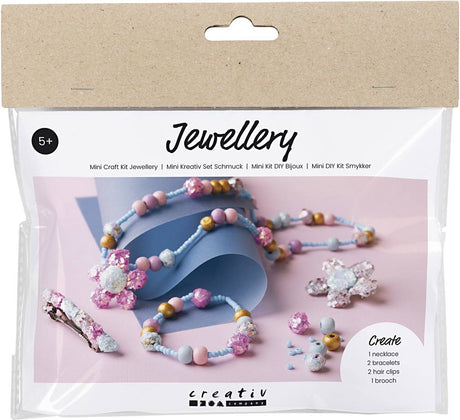 Kreativ virksomhed https: www.cchobby.nl mini-hobbysæt-smykker-halskæde-armbånd-clips-broche-blå-lysblå-pastel-pink-1-kasse