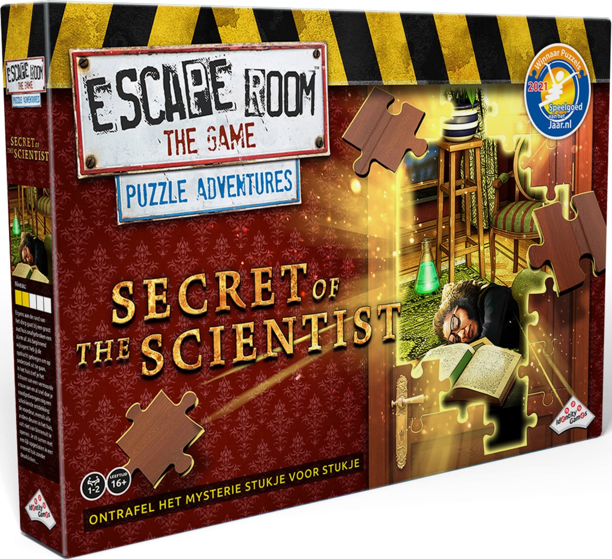 Identitetsspil escape room spillets puslespilseventyr (videnskabsmandens hemmelighed) - brainteaser - krydsning mellem escape room og puslespil