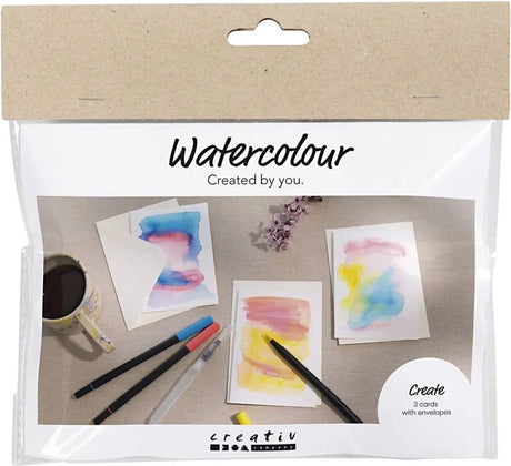 Creativ firma mini hobbysæt akvarel, kort og kuverter, 1 æske