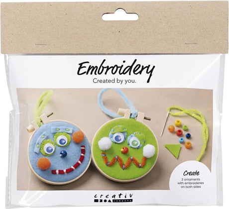 Creativ firma mini hobby sæt broderi ansigter blå og grøn