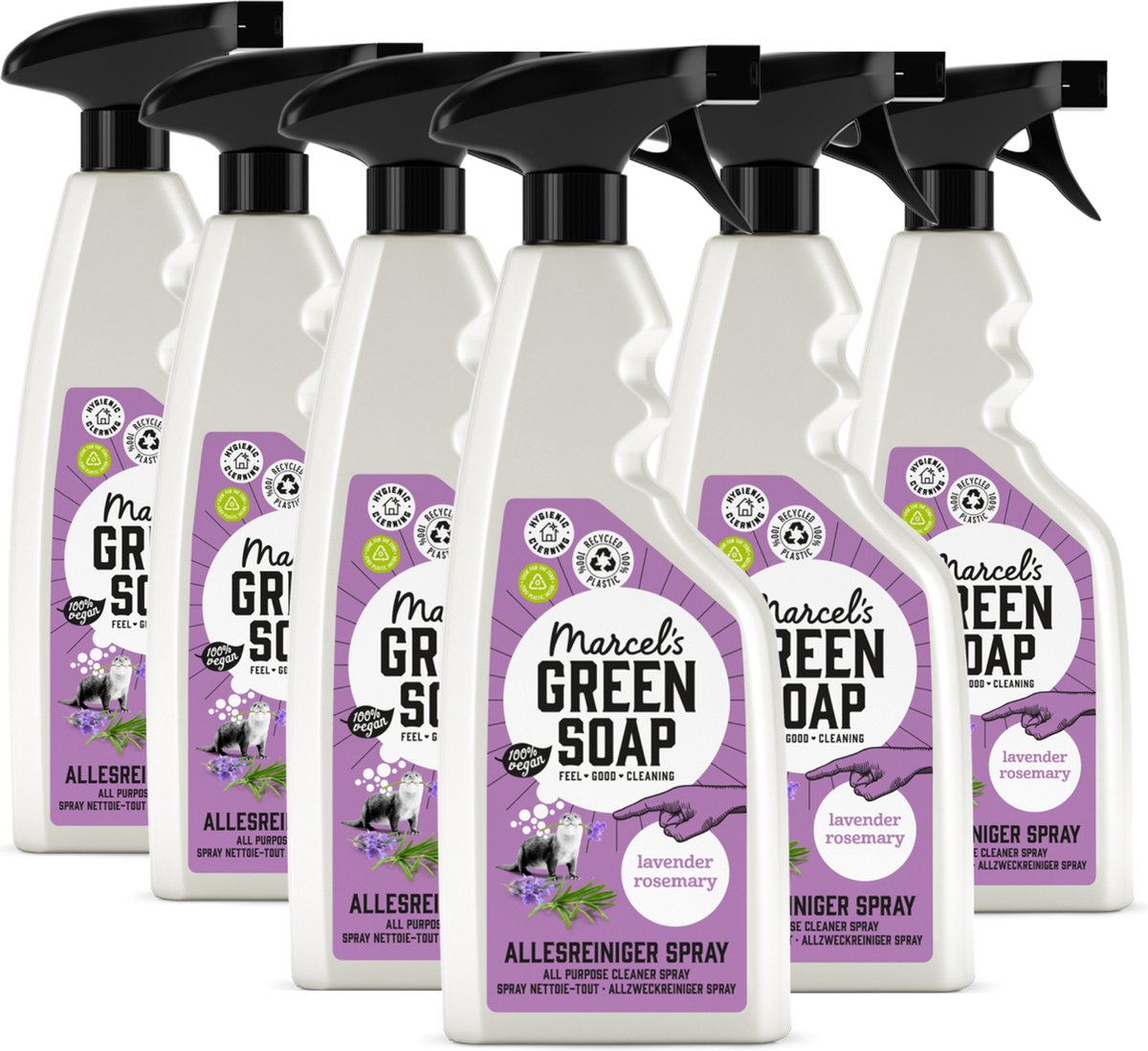 Marcel's green soap allesreiniger spray - lavendel rozemarijn - 6 x 500ml