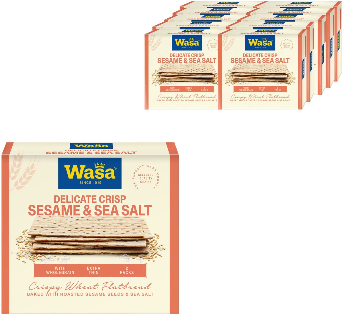 Wasa delikat sprødt sesam havsalt - kiks - 10 x 190gr