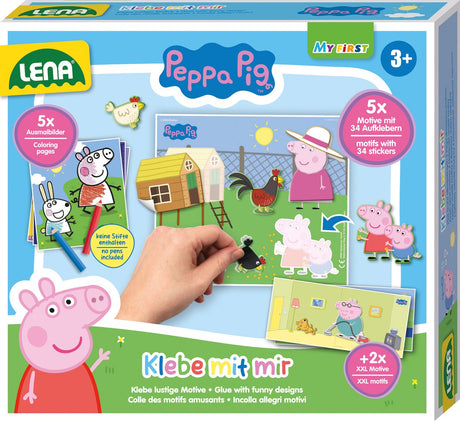 Lena peppa pig pædagogisk håndværksspil - at lære at lime og klæbe.