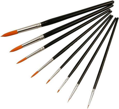 Creativ company gold line børster, str. 0+1+2+4+8+12+18+22, l: 16,5-21 cm, b: 1-8 mm, rund, 8 stk. 1 æske