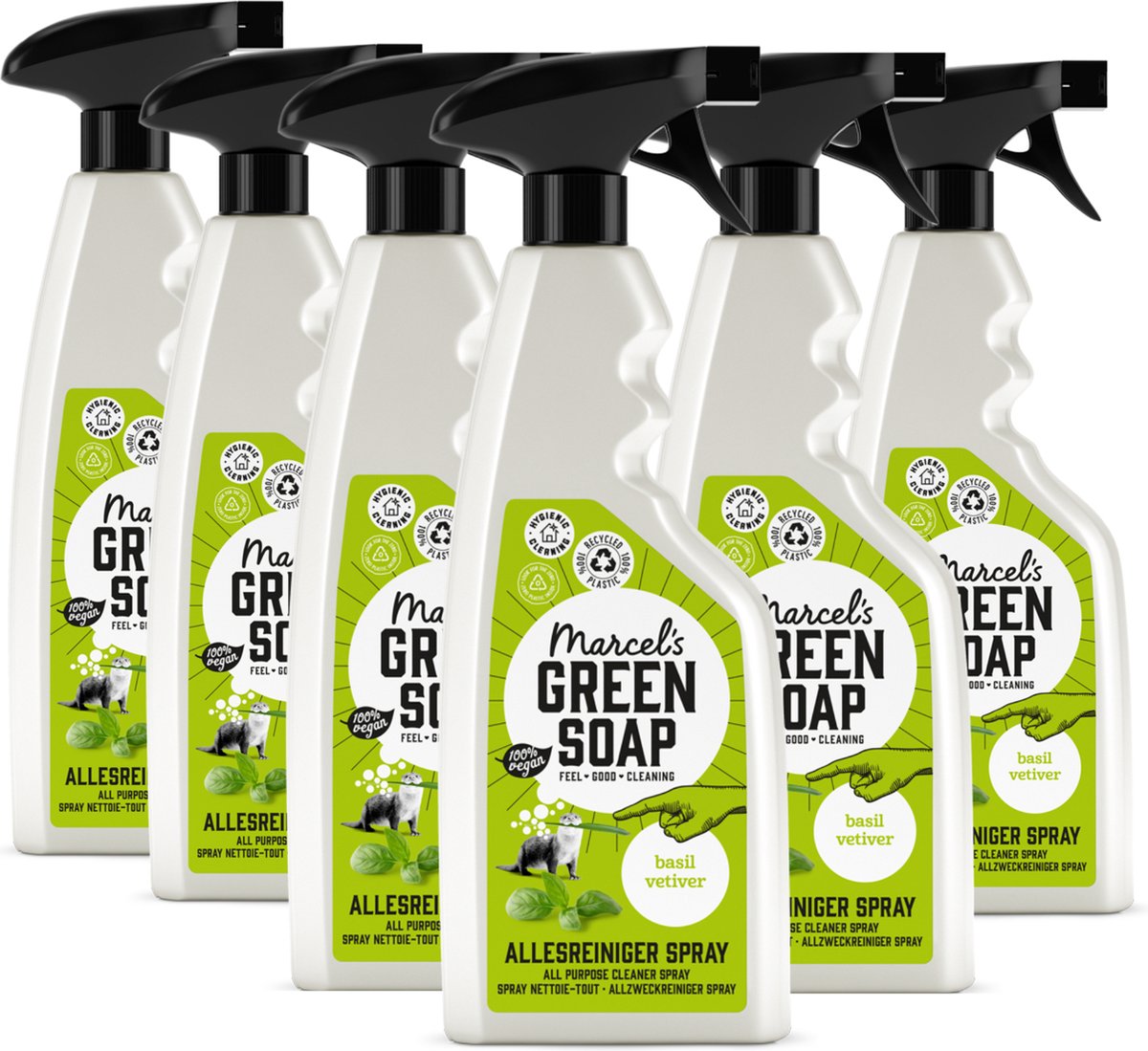 Marcel's green soap allesreiniger spray - basilicum vetiver - 6 x 500ml