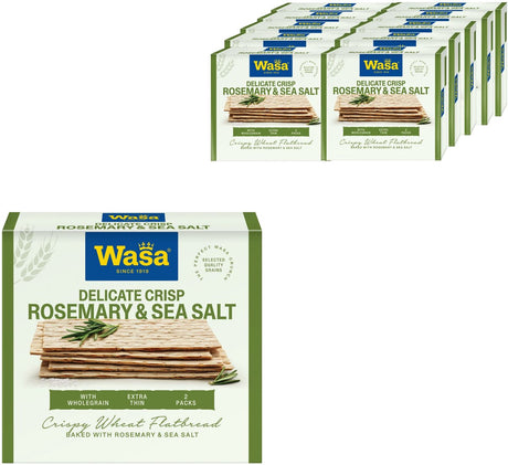 Wasa delikat sprød rosmarin havsalt - kiks - 10 x 190g