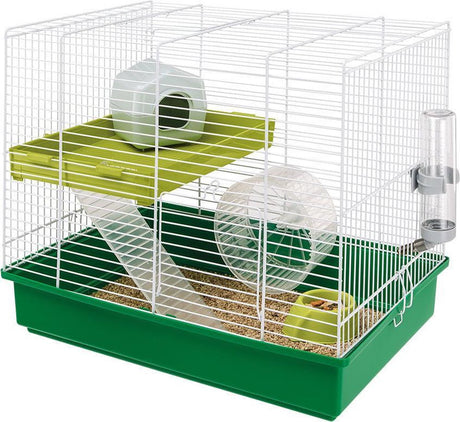 Ferplast hamsterbur duo - hvid grøn - 46 x 29,5 x 37,5 cm
