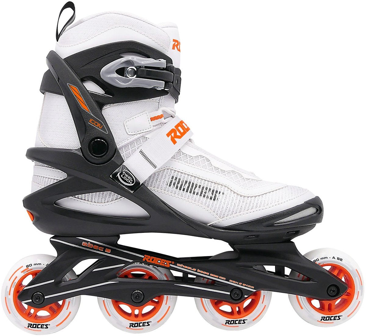 Roces icon x 80 rulleskøjter - rulleskøjter - hvid orange - størrelse 45