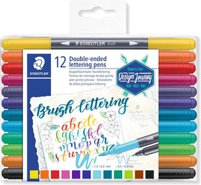 Staedtler designrejse - penselbogstavduo med (pensel)spids - sæt 12